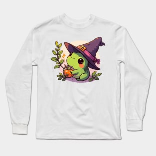 Kawaii witchy frog tea party Long Sleeve T-Shirt